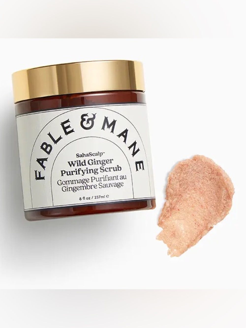 Fable & Mane Wild Ginger Purifying Scrub - Peachy Pink Jar